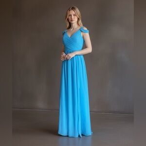 NWT Allure Bridals Vibrant Blue Backless Wedding Bridesmaid Maxi Dress